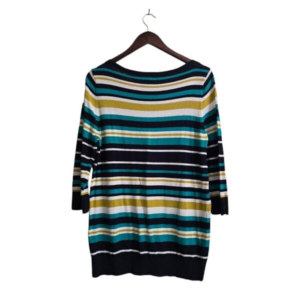 Ann Taylor Striped 3/4 Sleeve Round Neckline Top Sz L - Picture 4 of 9